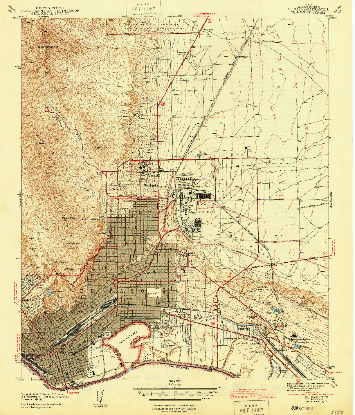 USGS 1:31680-SCALE QUADRANGLE FOR EL PASO, TX 1943