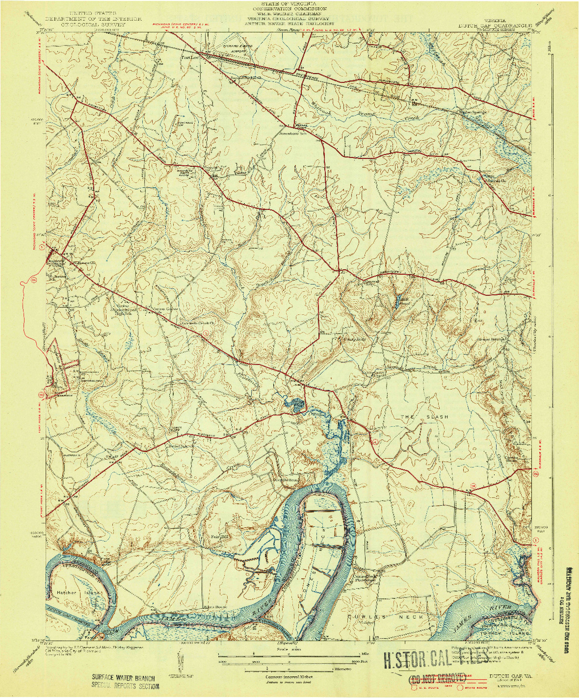 USGS 1:31680-SCALE QUADRANGLE FOR DUTCH GAP, VA 1943