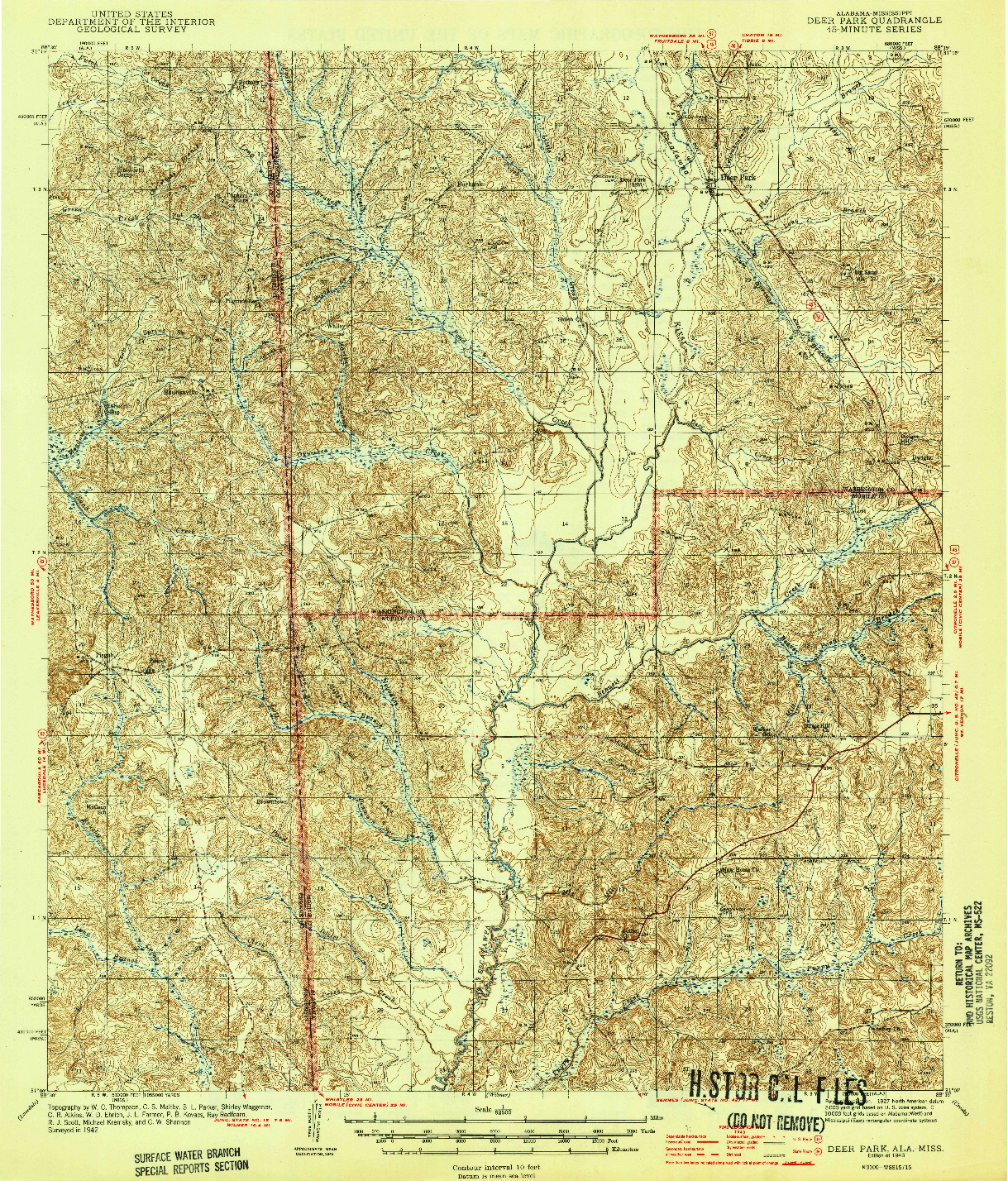 USGS 1:62500-SCALE QUADRANGLE FOR DEER PARK, AL 1943