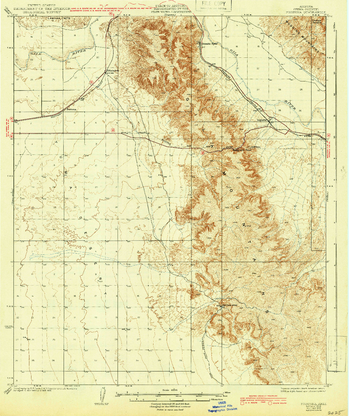 USGS 1:62500-SCALE QUADRANGLE FOR FORTUNA, AZ 1929