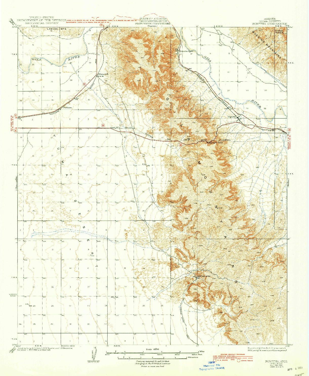 USGS 1:62500-SCALE QUADRANGLE FOR FORTUNA, AZ 1929