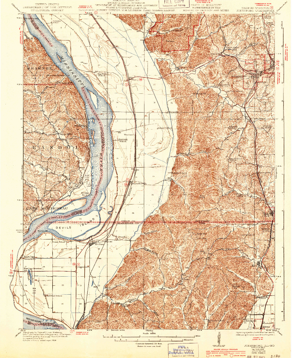 USGS 1:62500-SCALE QUADRANGLE FOR JONESBORO, IL 1923