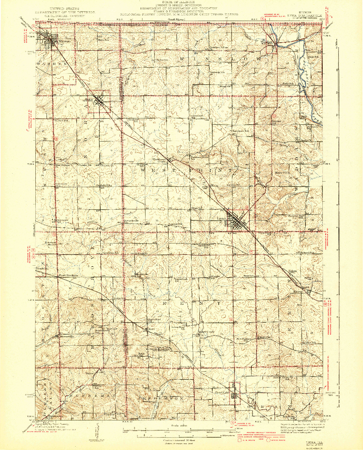 USGS 1:62500-SCALE QUADRANGLE FOR LENA, IL 1943