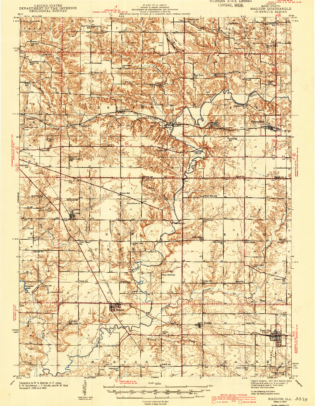 USGS 1:62500-SCALE QUADRANGLE FOR MAQUON, IL 1943