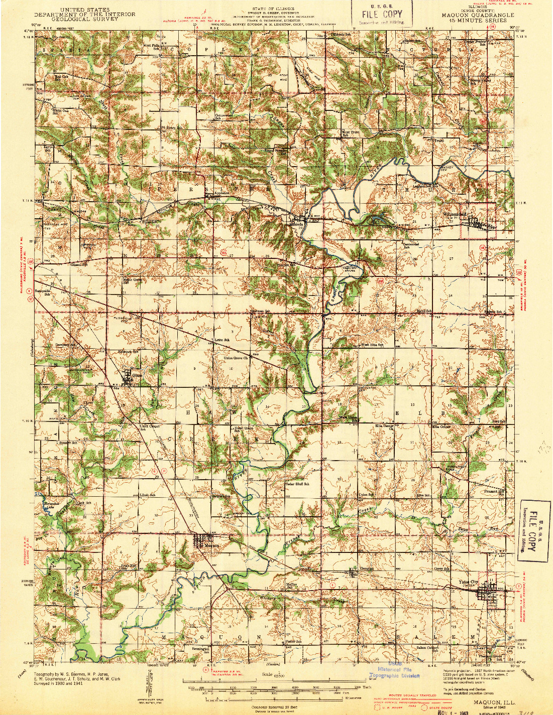 USGS 1:62500-SCALE QUADRANGLE FOR MAQUON, IL 1943