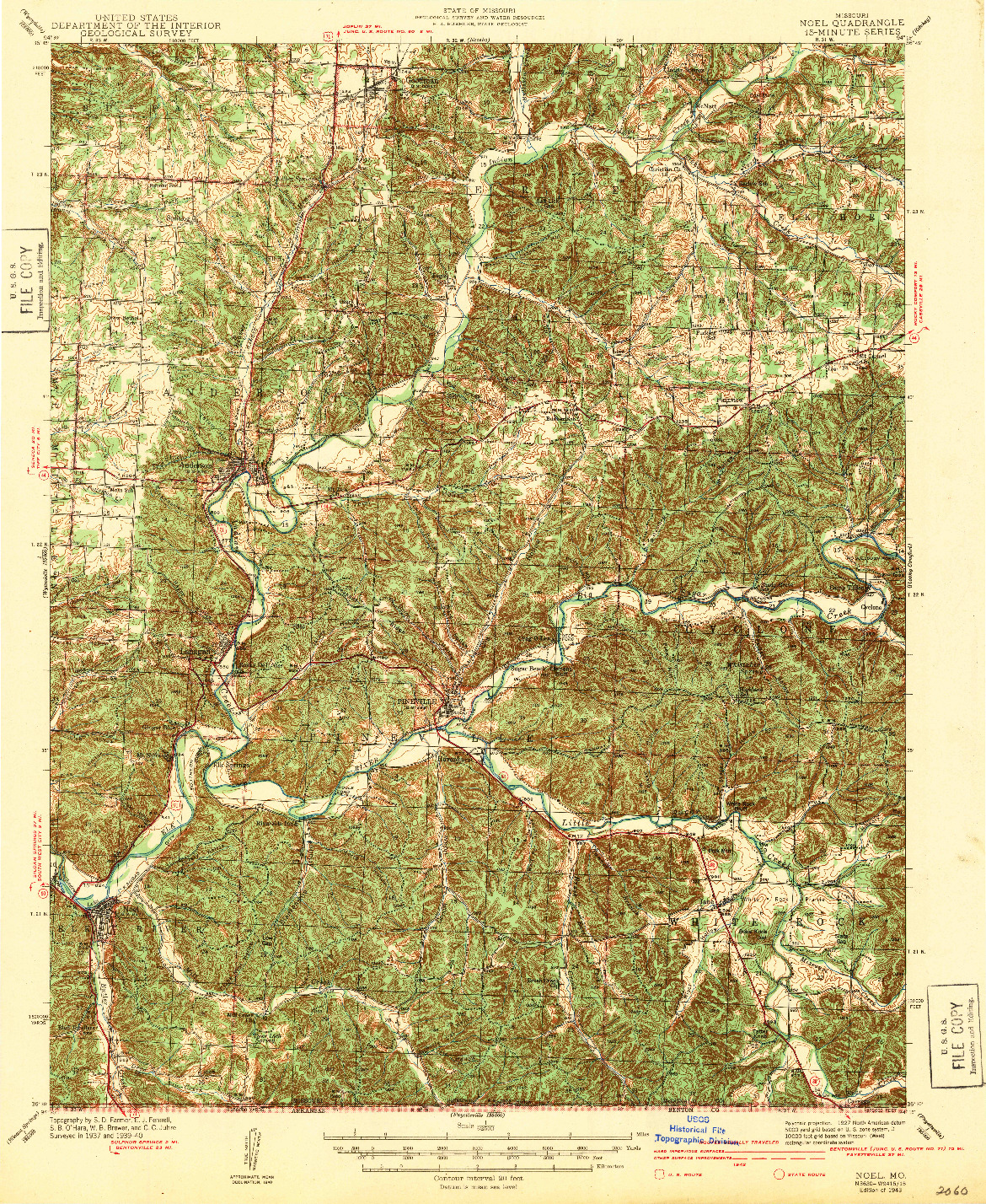 USGS 1:62500-SCALE QUADRANGLE FOR NOEL, MO 1943