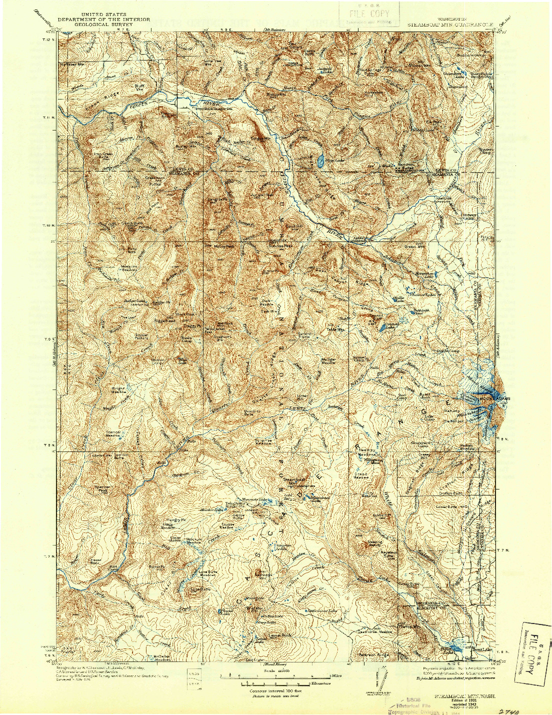 USGS 1:125000-SCALE QUADRANGLE FOR STEAMBOAT MTN, WA 1931