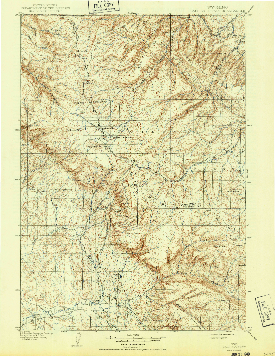 USGS 1:125000-SCALE QUADRANGLE FOR BALD MOUNTAIN, WY 1901