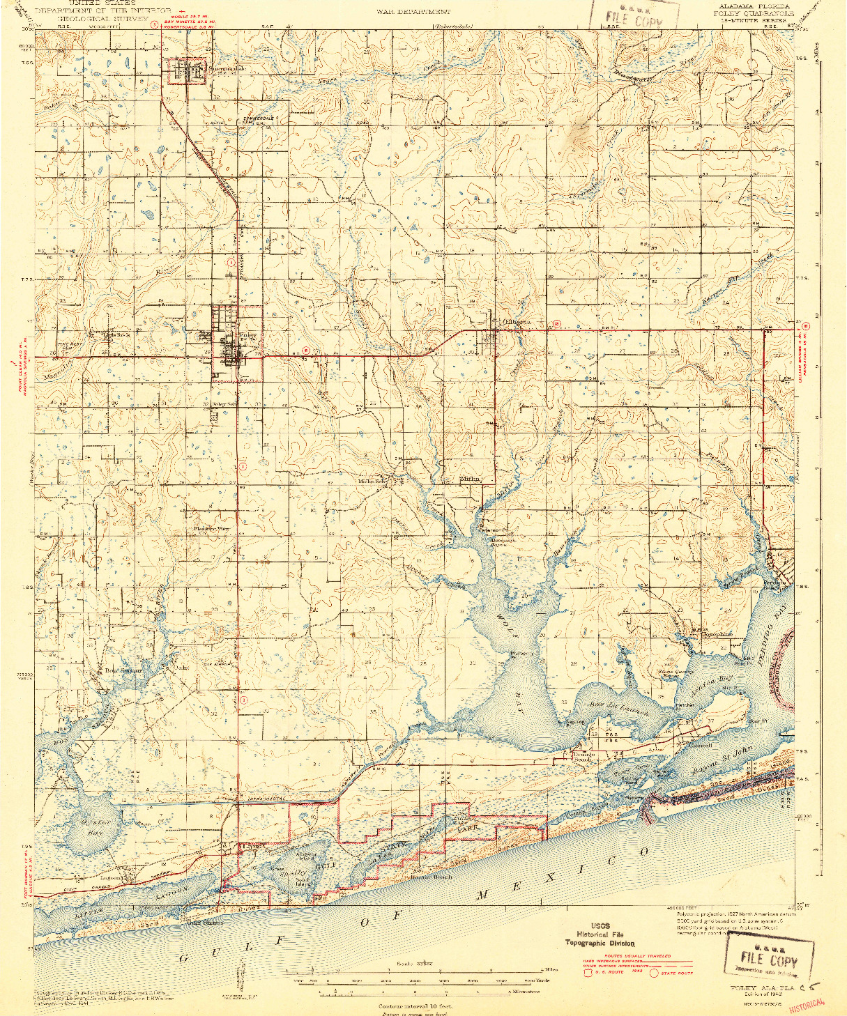 USGS 1:62500-SCALE QUADRANGLE FOR FOLEY, AL 1943