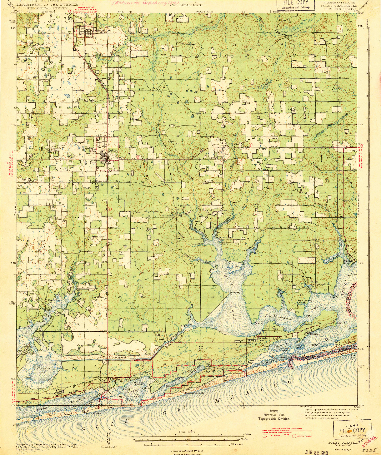 USGS 1:62500-SCALE QUADRANGLE FOR FOLEY, AL 1943