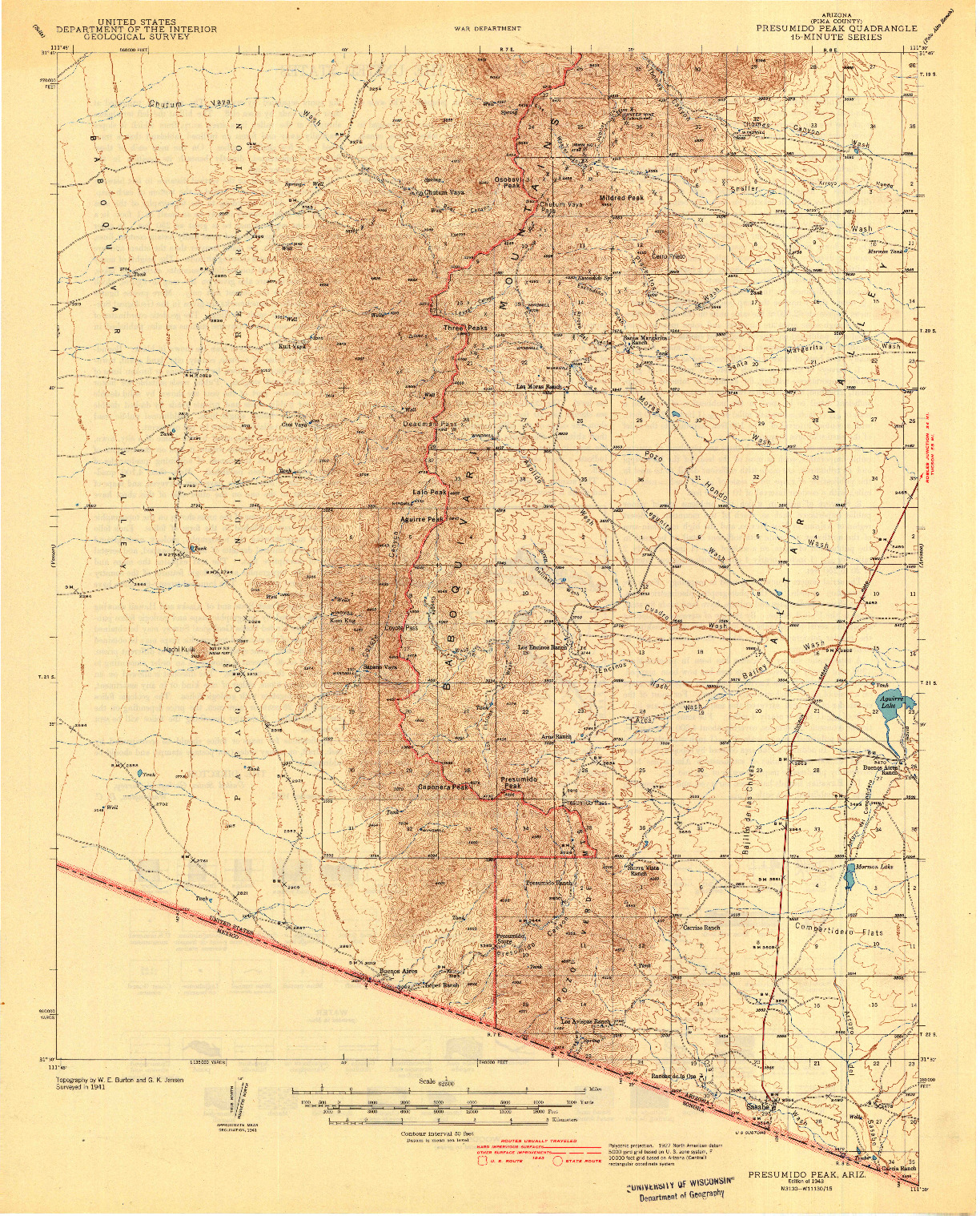 USGS 1:62500-SCALE QUADRANGLE FOR PRESUMIDO PEAK, AZ 1943