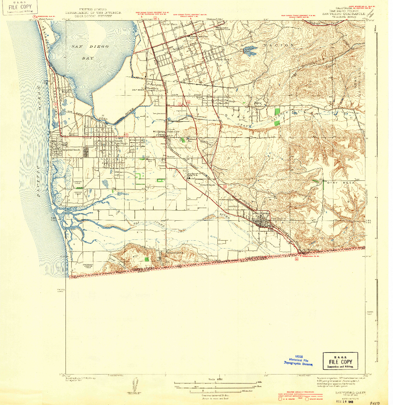 USGS 1:31680-SCALE QUADRANGLE FOR SAN YSIDRO, CA 1943
