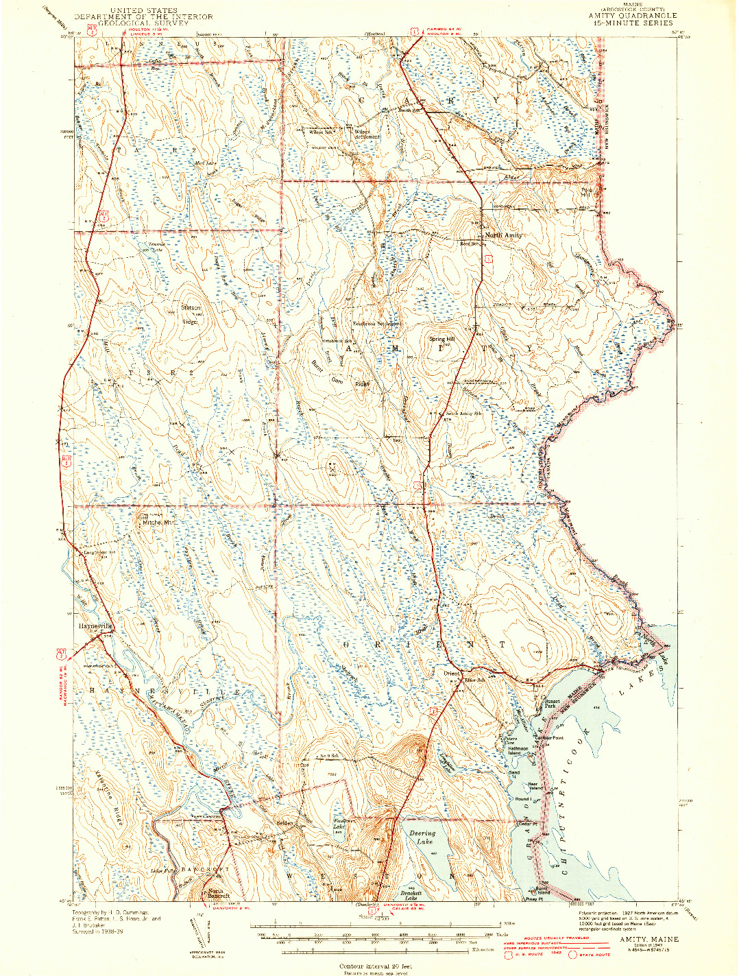 USGS 1:62500-SCALE QUADRANGLE FOR AMITY, ME 1943