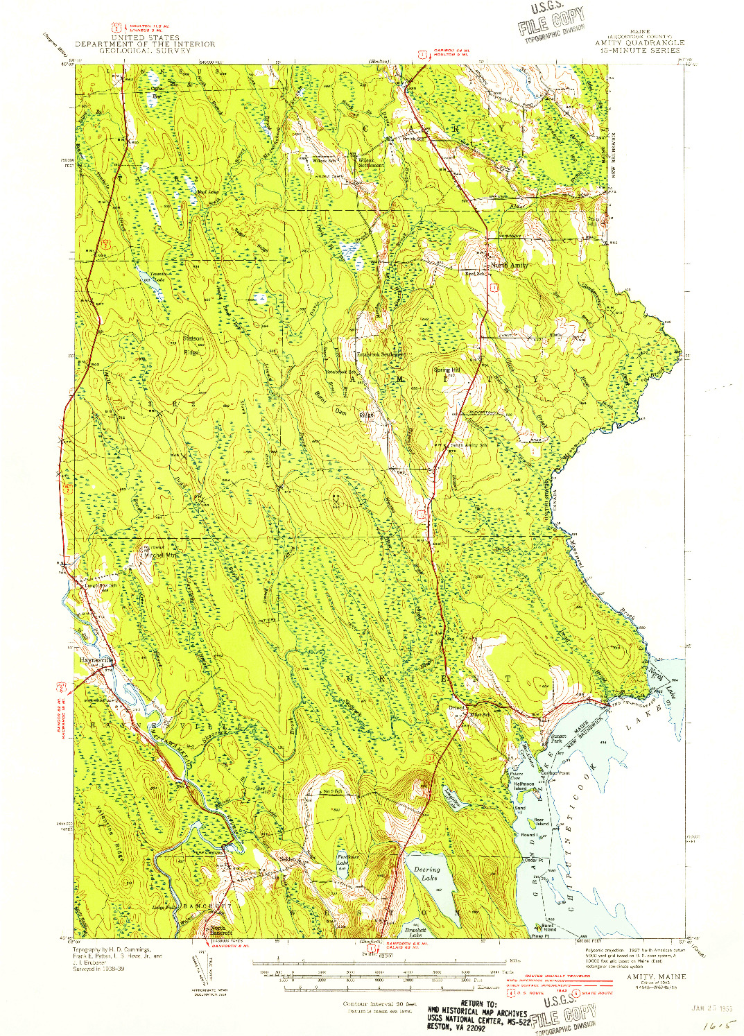 USGS 1:62500-SCALE QUADRANGLE FOR AMITY, ME 1943