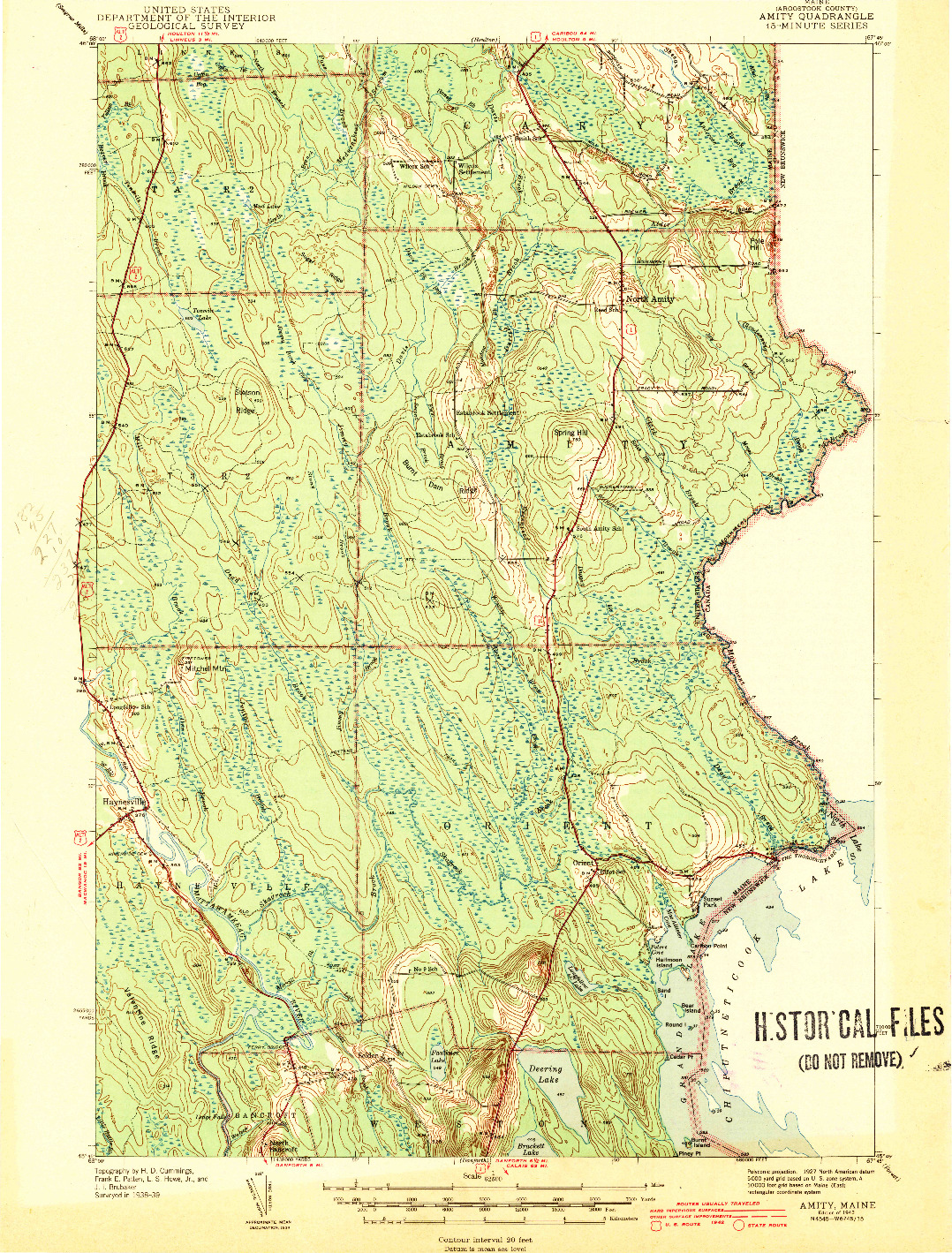 USGS 1:62500-SCALE QUADRANGLE FOR AMITY, ME 1943