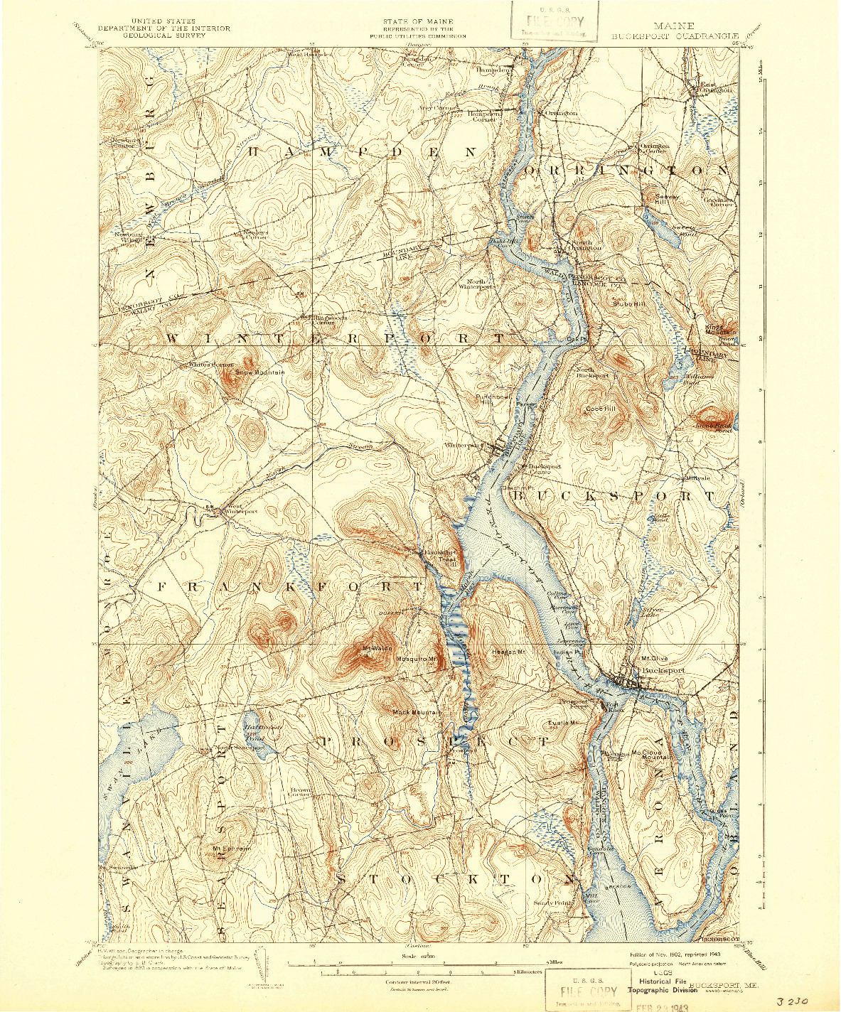 USGS 1:62500-SCALE QUADRANGLE FOR BUCKSPORT, ME 1902