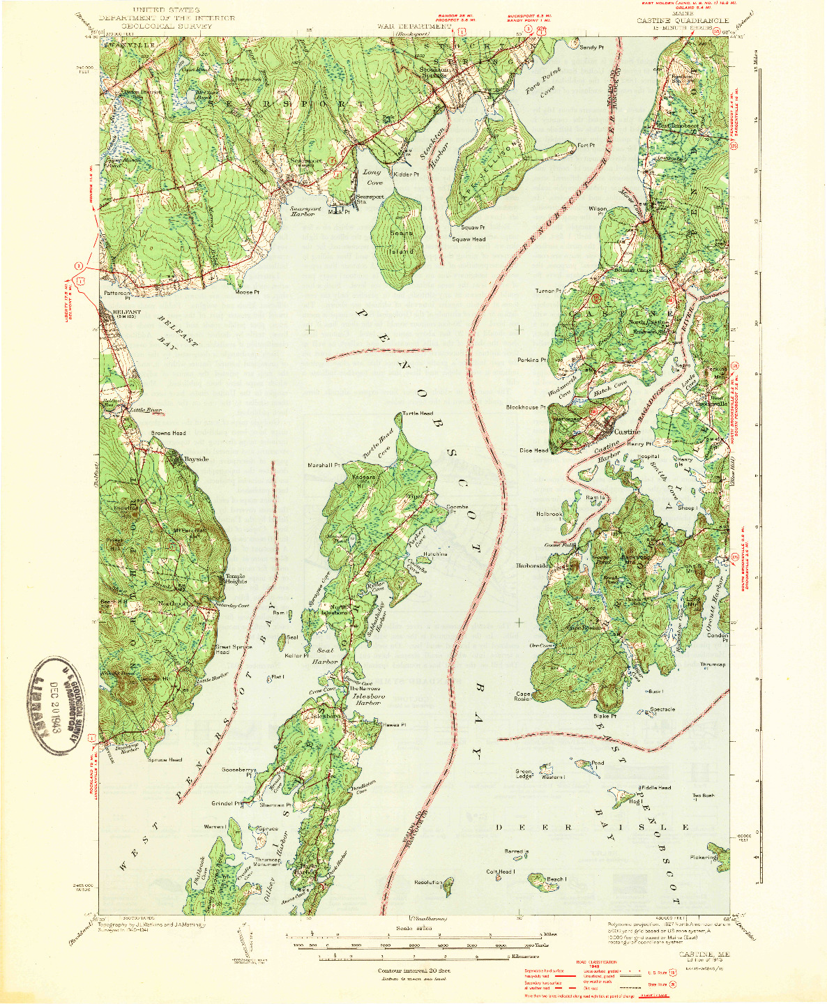 USGS 1:62500-SCALE QUADRANGLE FOR CASTINE, ME 1943