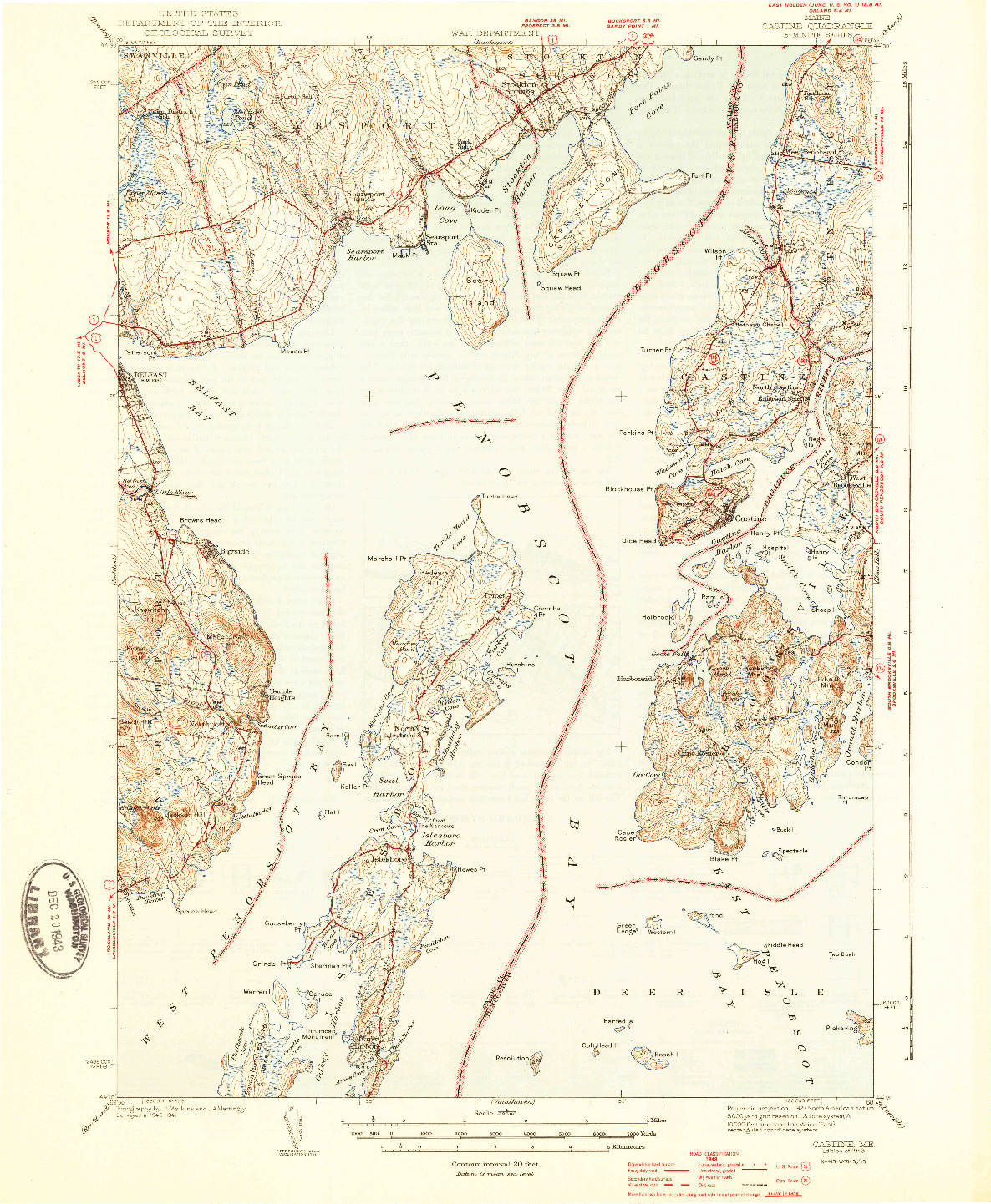 USGS 1:62500-SCALE QUADRANGLE FOR CASTINE, ME 1943