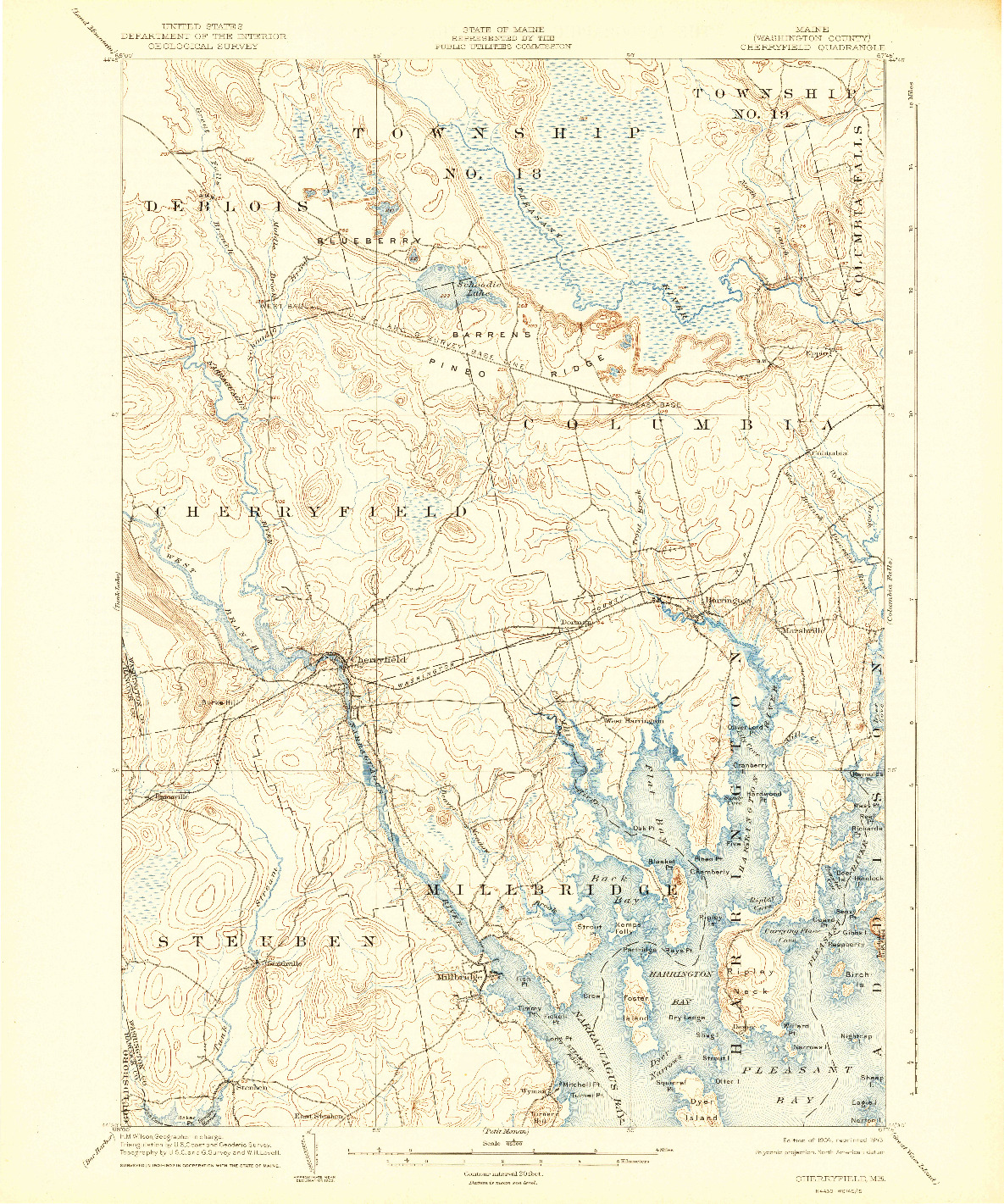 USGS 1:62500-SCALE QUADRANGLE FOR CHERRYFIELD, ME 1904