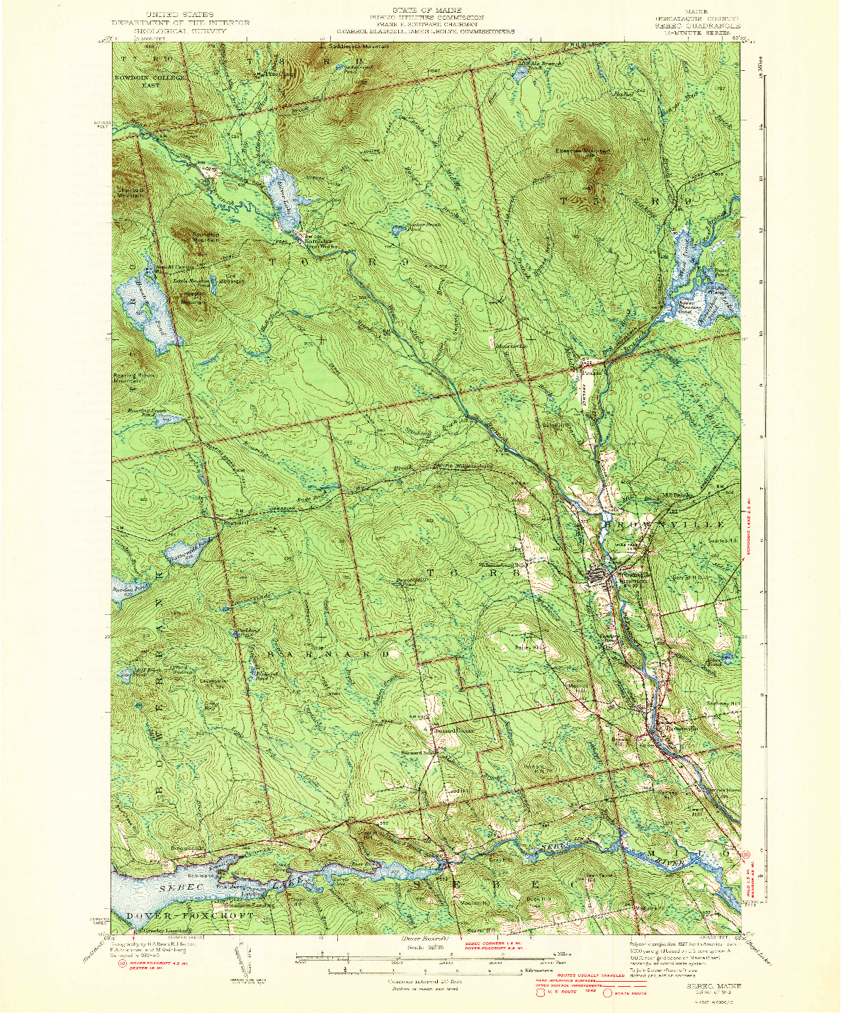 USGS 1:62500-SCALE QUADRANGLE FOR SEBEC, ME 1943