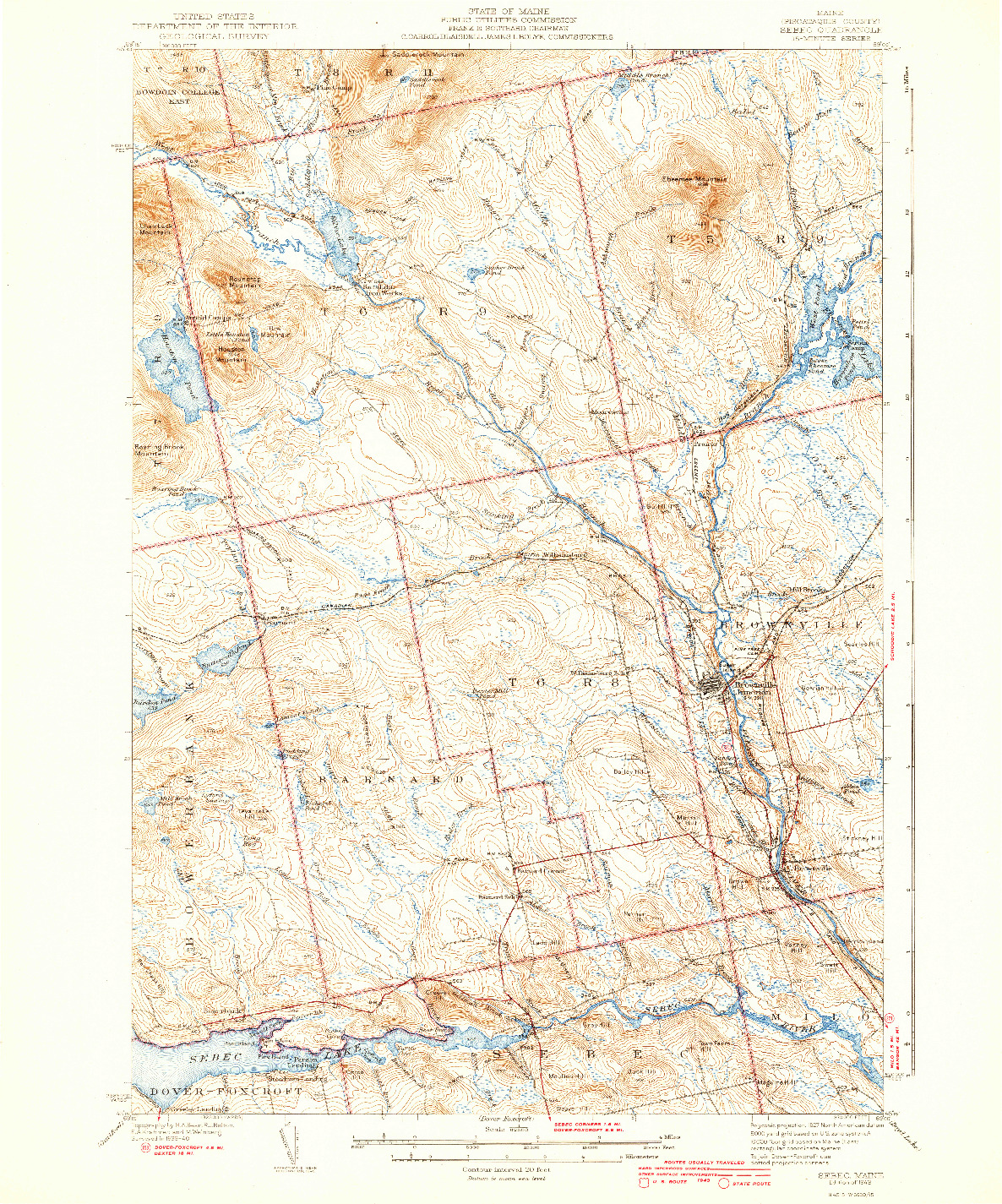 USGS 1:62500-SCALE QUADRANGLE FOR SEBEC, ME 1943