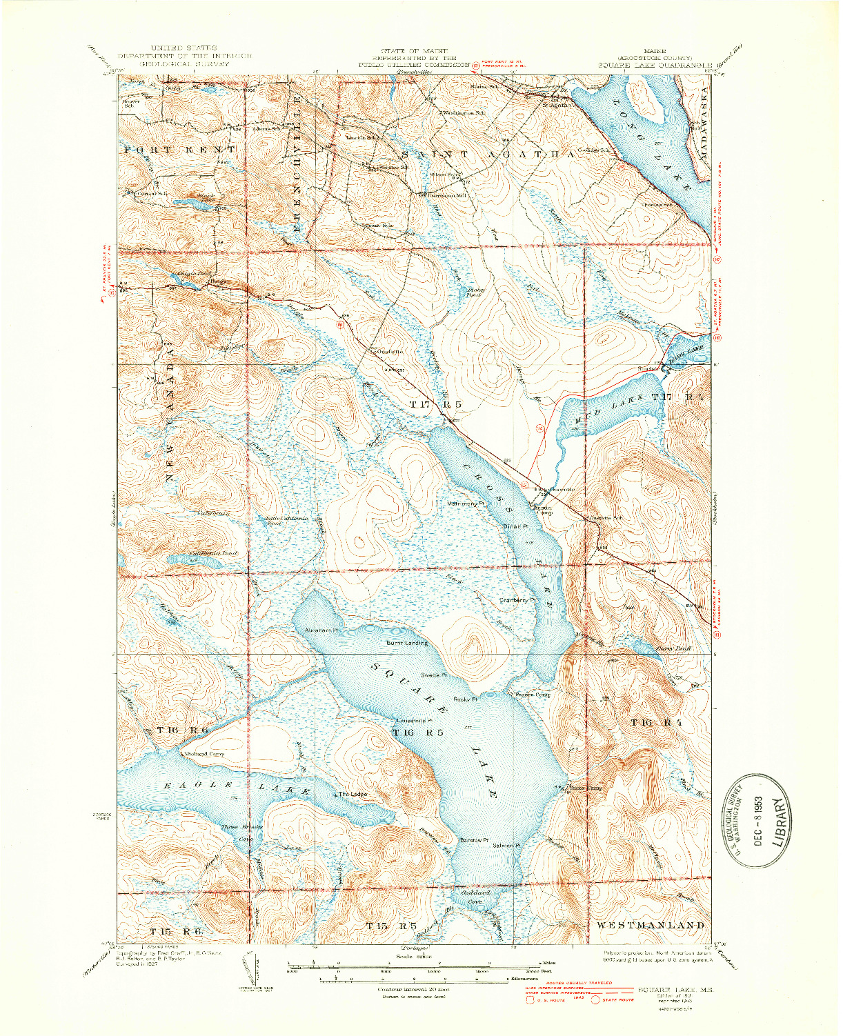 USGS 1:62500-SCALE QUADRANGLE FOR SQUARE LAKE, ME 1931