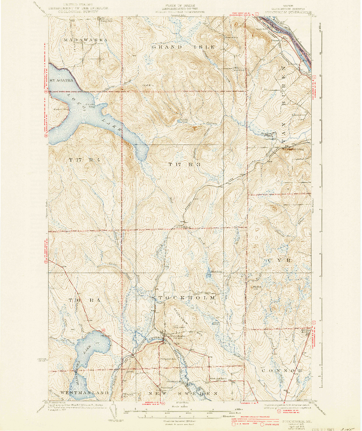 USGS 1:62500-SCALE QUADRANGLE FOR STOCKHOLM, ME 1931