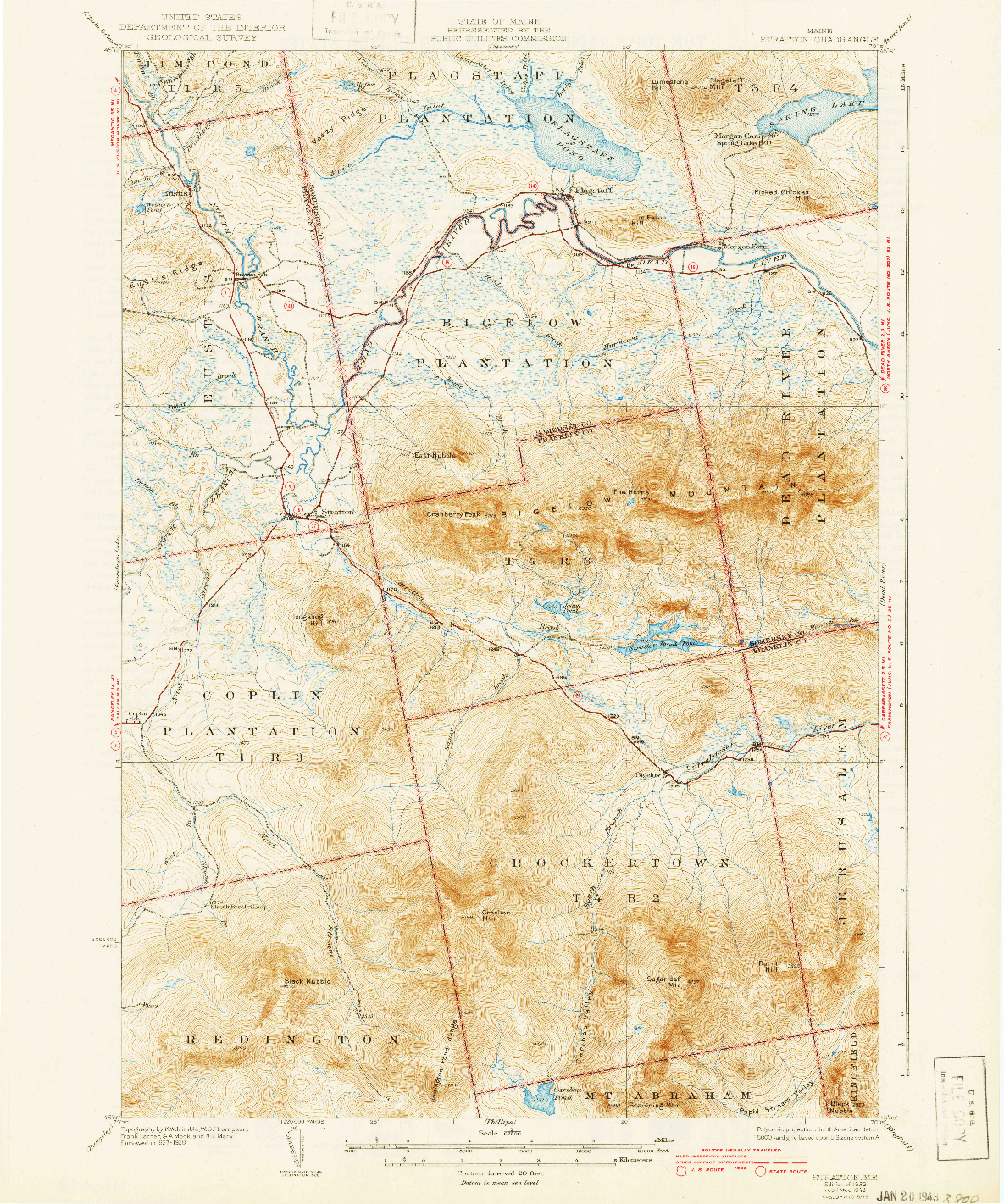 USGS 1:62500-SCALE QUADRANGLE FOR STRATTON, ME 1932