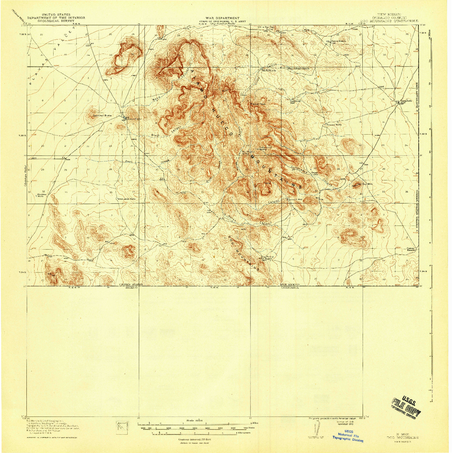 USGS 1:62500-SCALE QUADRANGLE FOR DOG MOUNTAINS, NM 1918