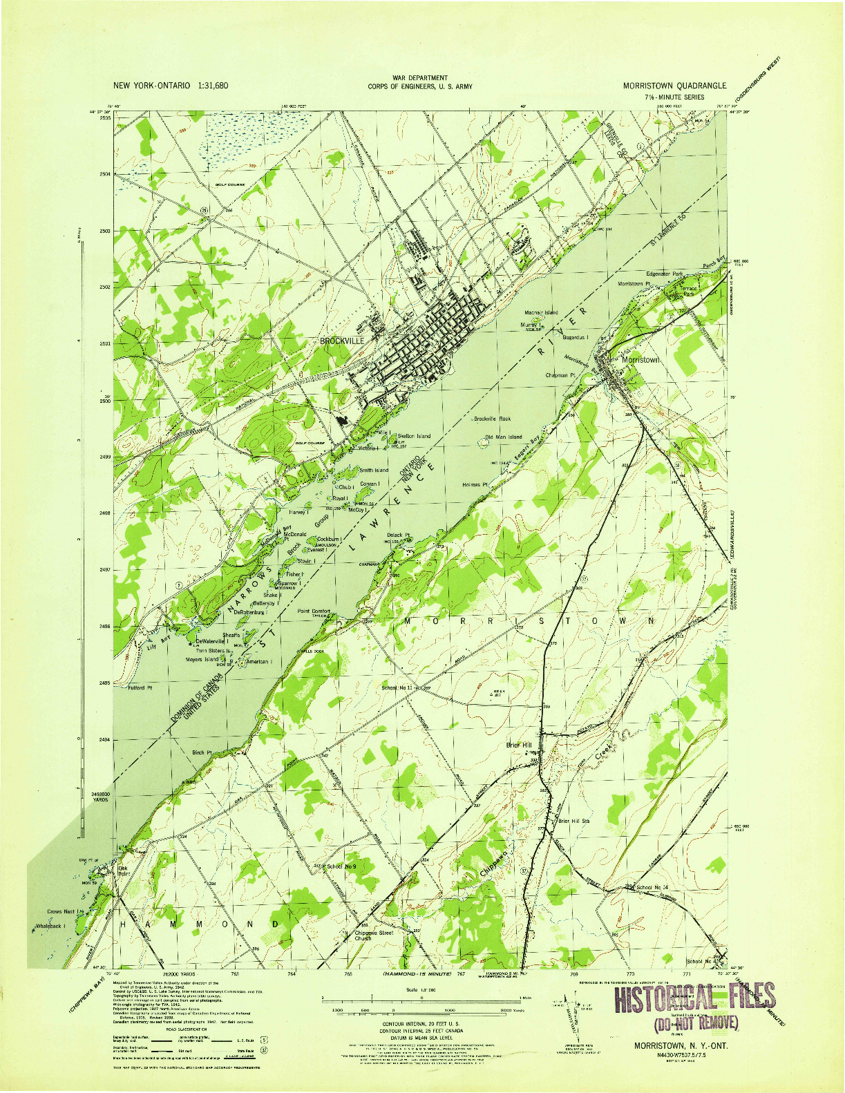 USGS 1:31680-SCALE QUADRANGLE FOR MORRISTOWN, NY 1943