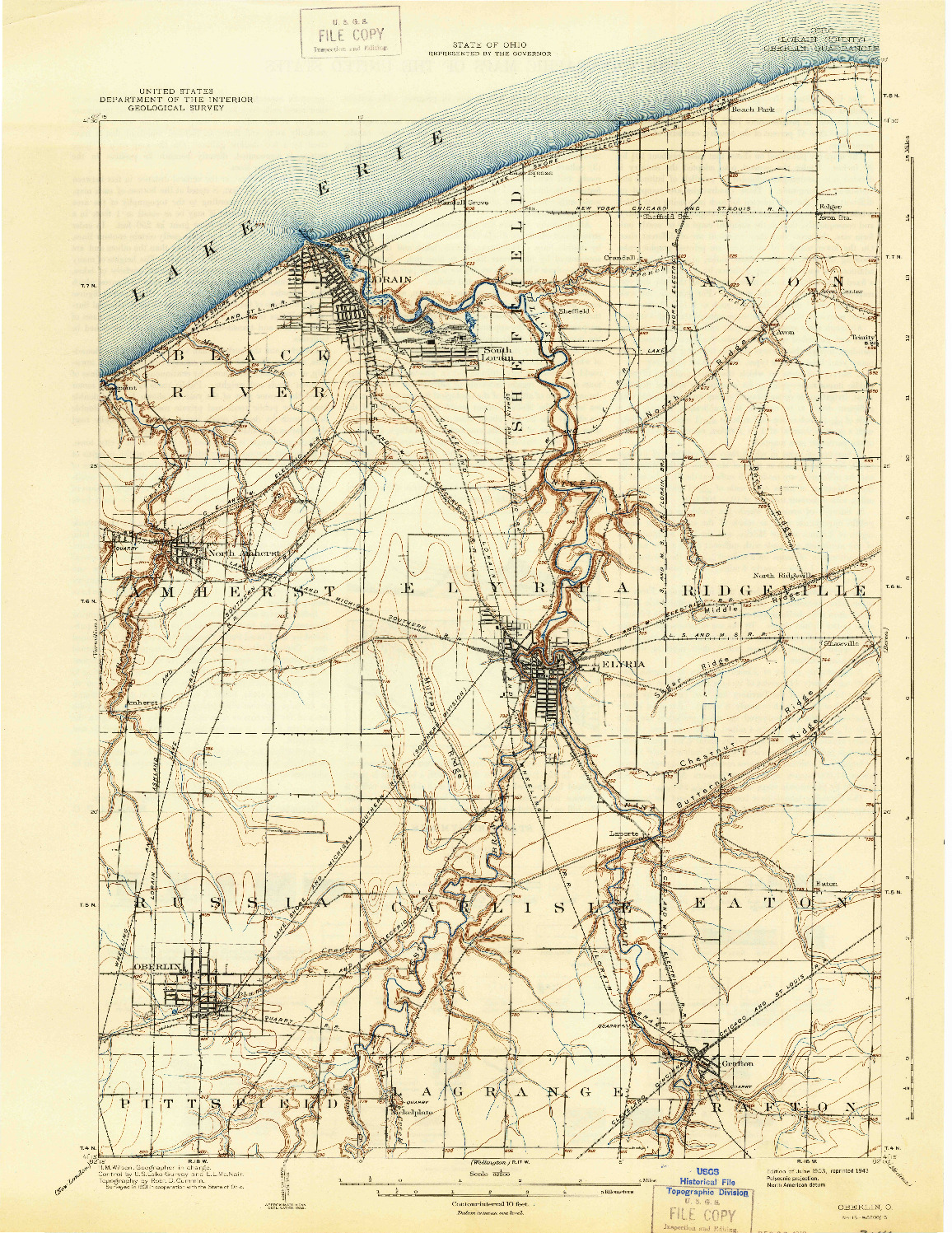 USGS 1:62500-SCALE QUADRANGLE FOR OBERLIN, OH 1903