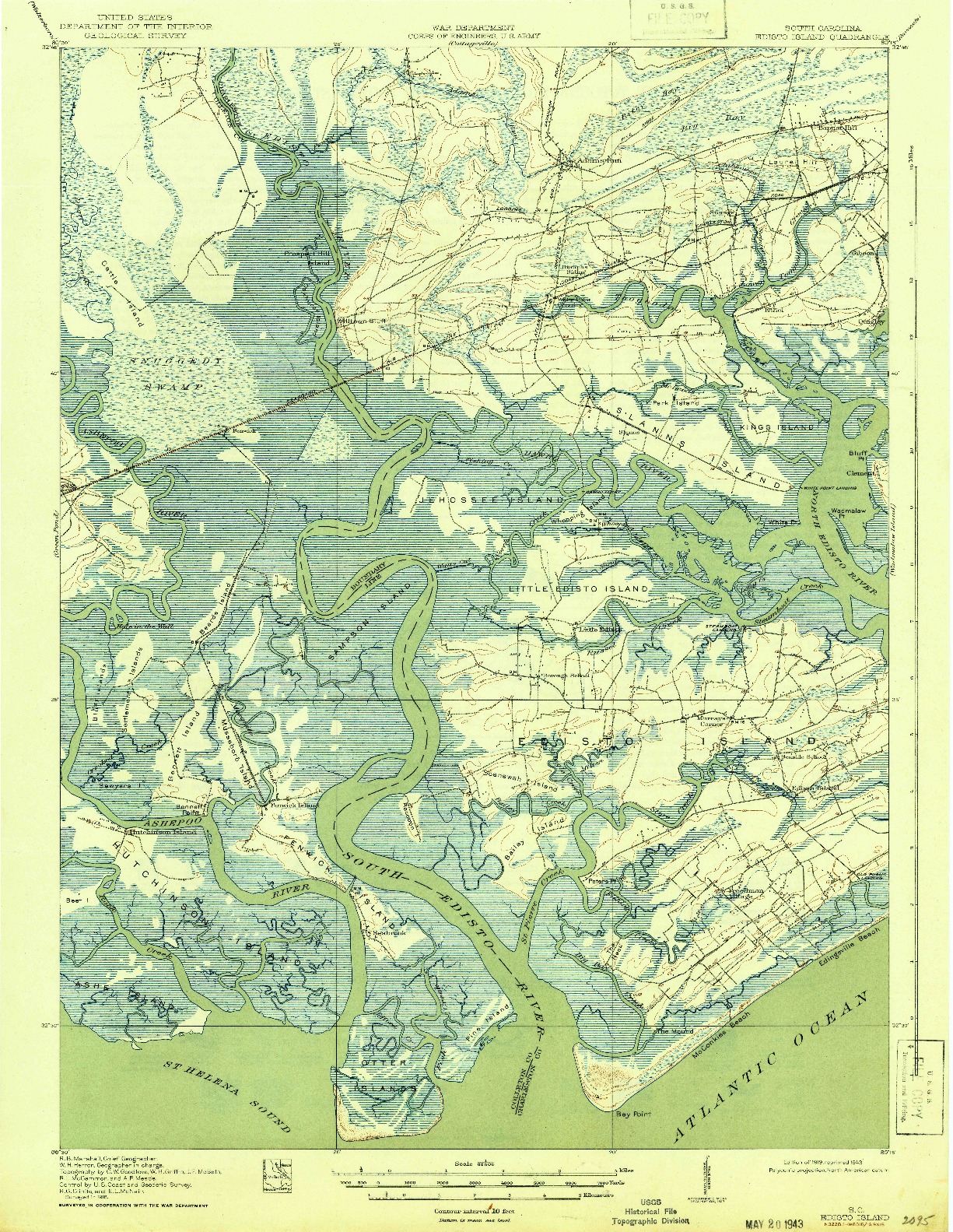 USGS 1:62500-SCALE QUADRANGLE FOR EDISTO ISLAND, SC 1919