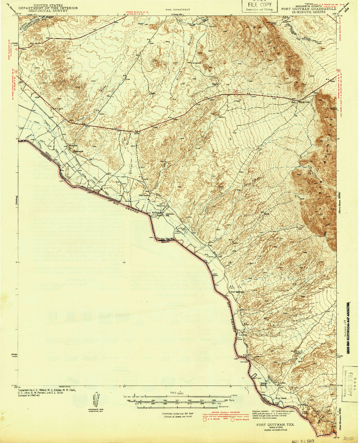 USGS 1:62500-SCALE QUADRANGLE FOR FORT QUITMAN, TX 1943