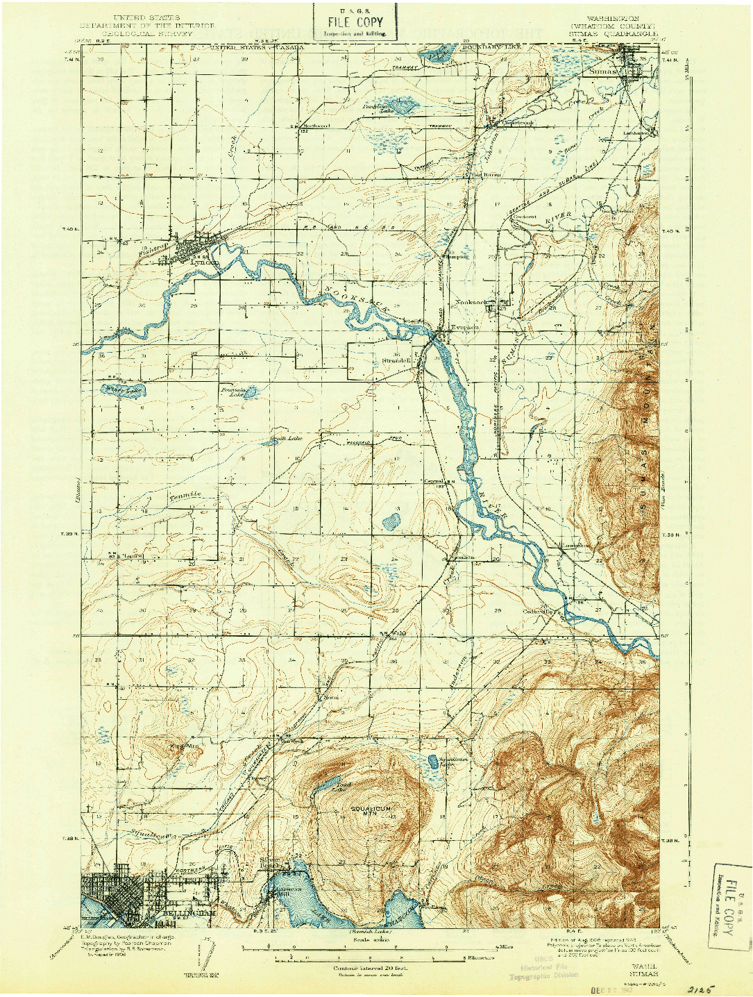 USGS 1:62500-SCALE QUADRANGLE FOR SUMAS, WA 1908