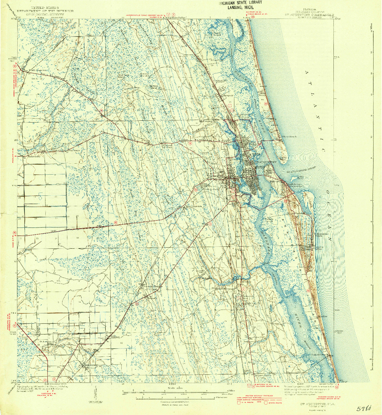 USGS 1:62500-SCALE QUADRANGLE FOR ST. AUGUSTINE, FL 1943