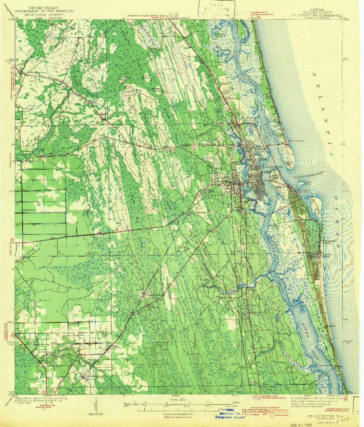 USGS 1:62500-SCALE QUADRANGLE FOR ST. AUGUSTINE, FL 1943