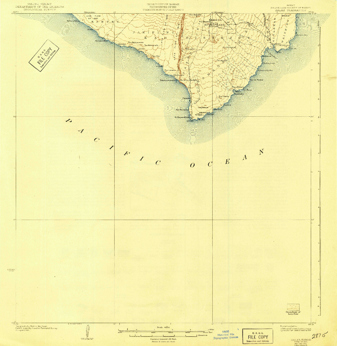 USGS 1:62500-SCALE QUADRANGLE FOR KALAE, HI 1924