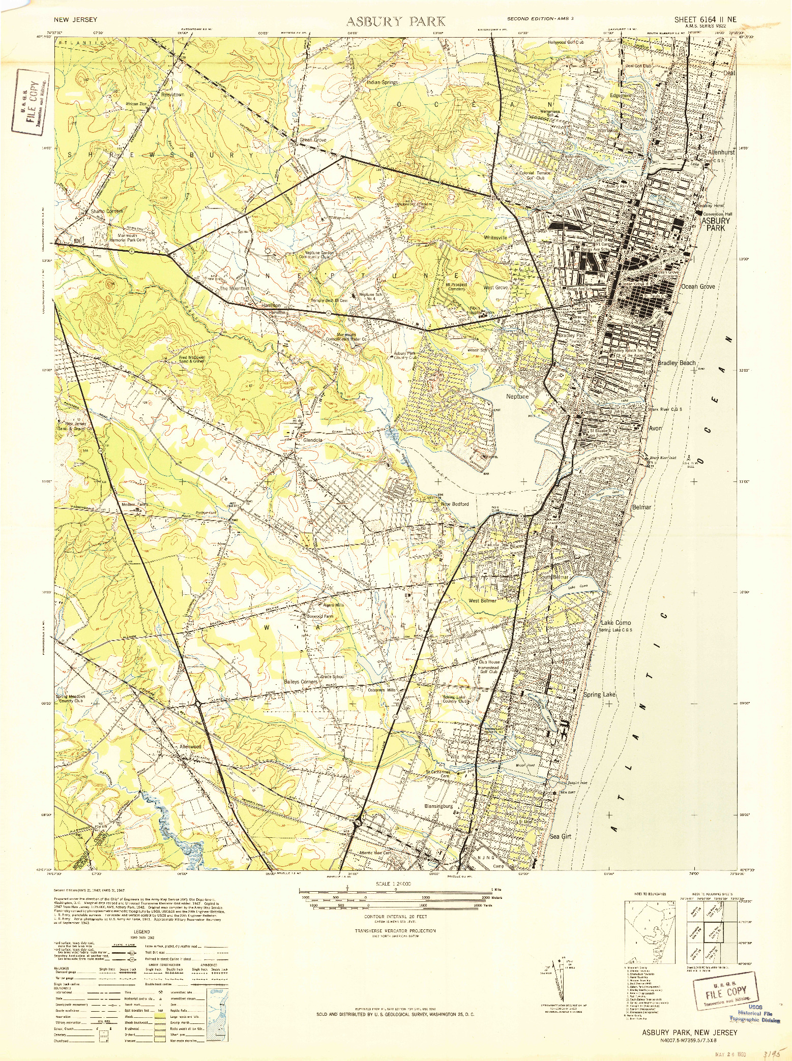 USGS 1:24000-SCALE QUADRANGLE FOR ASBURY PARK, NJ 1943