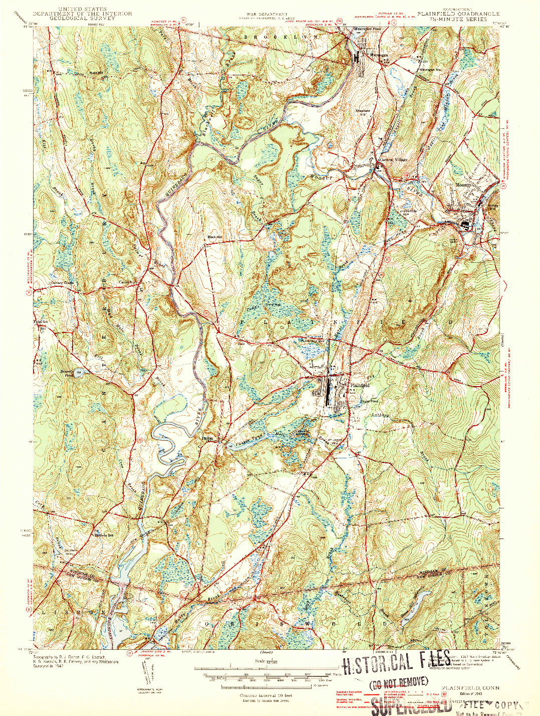 USGS 1:31680-SCALE QUADRANGLE FOR PLAINFIELD, CT 1943