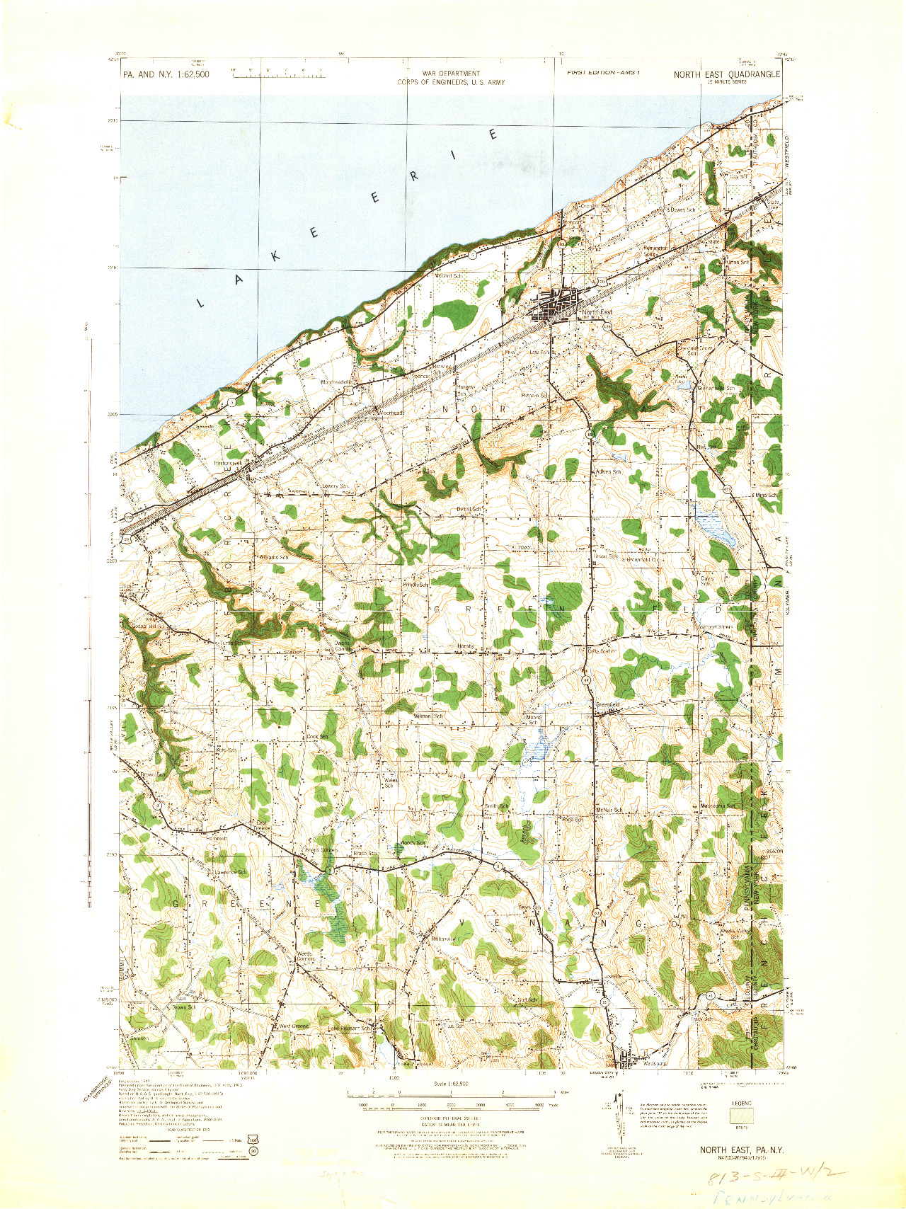 USGS 1:62500-SCALE QUADRANGLE FOR NORTH EAST, PA 1943