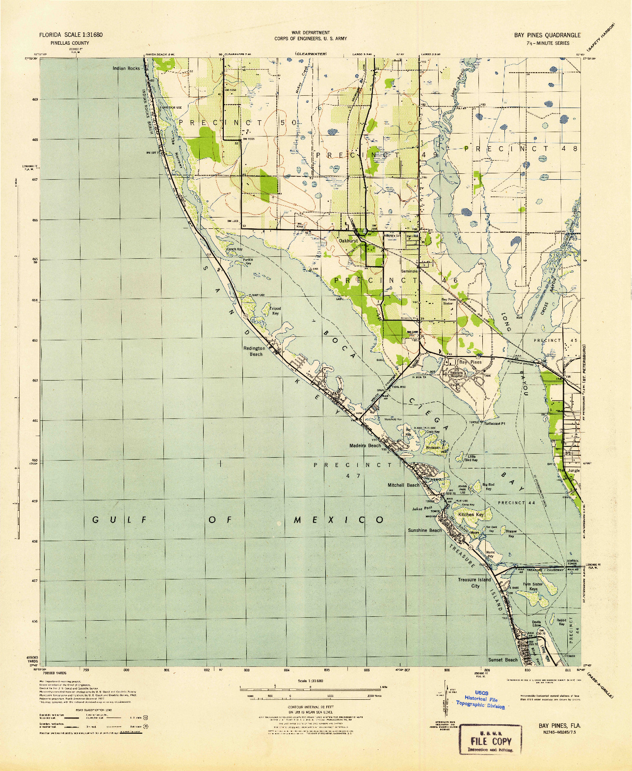USGS 1:31680-SCALE QUADRANGLE FOR BAY PINES, FL 1943