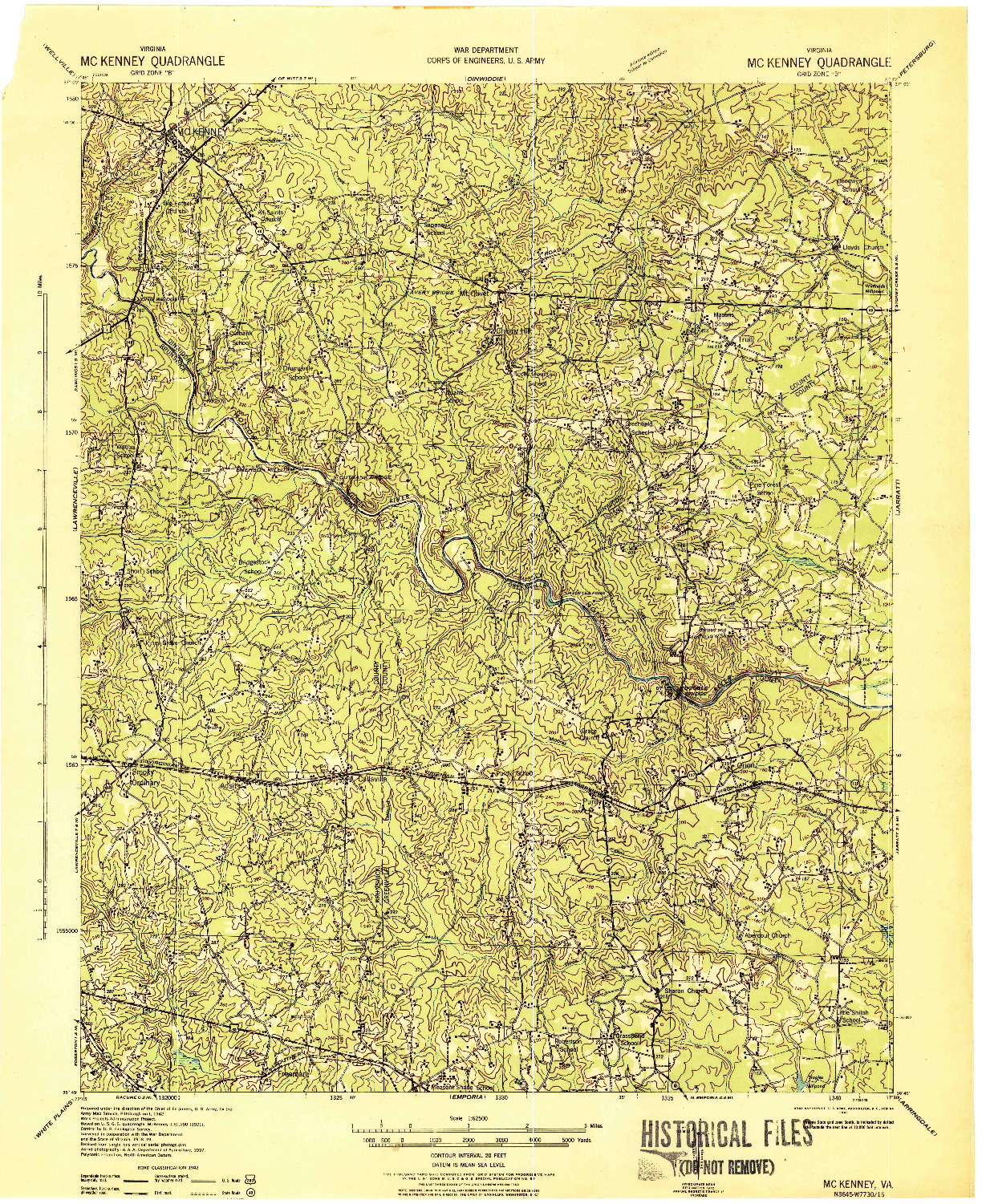 USGS 1:62500-SCALE QUADRANGLE FOR MC KENNEY, VA 1943