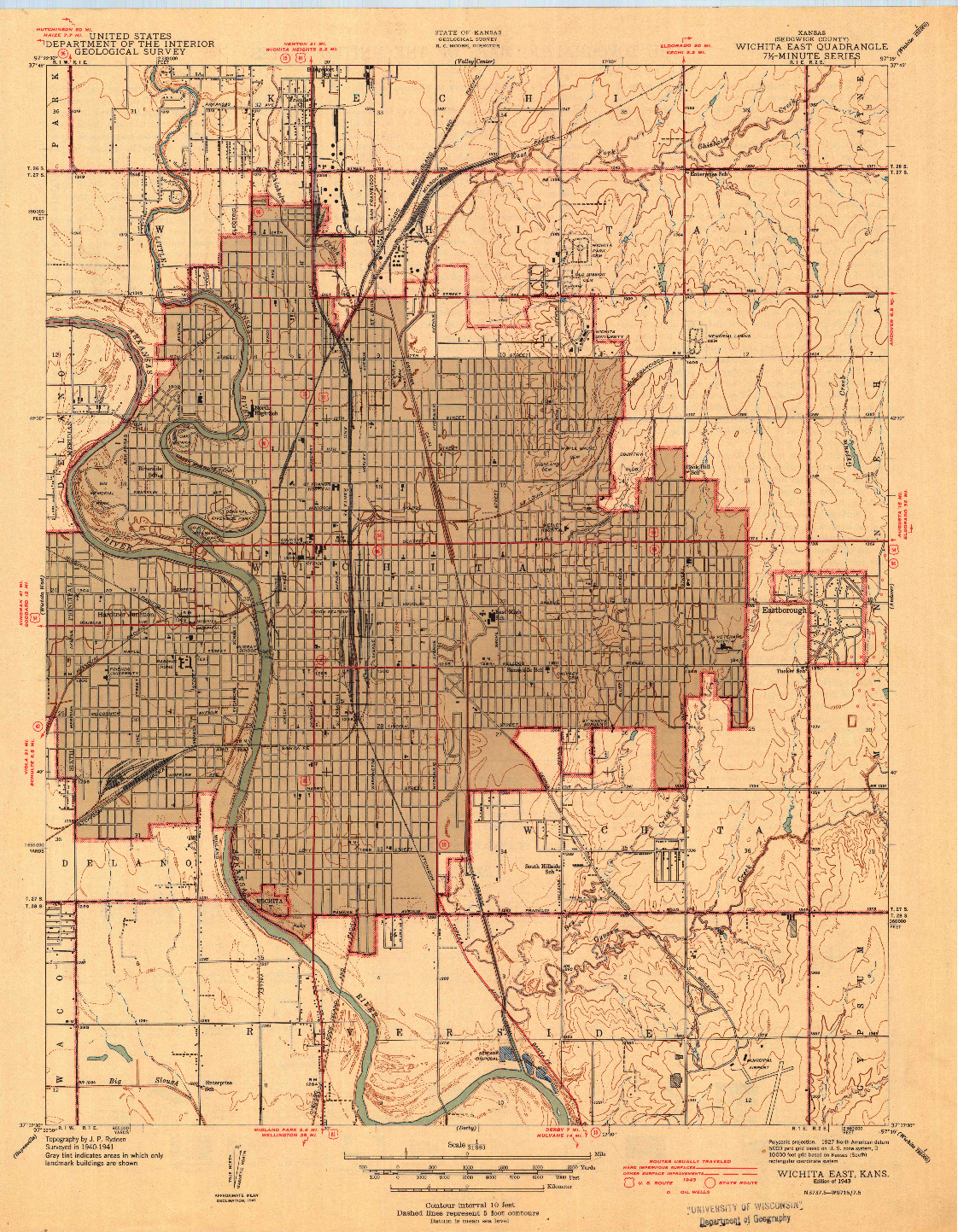 USGS 1:31680-SCALE QUADRANGLE FOR WICHITA EAST, KS 1943