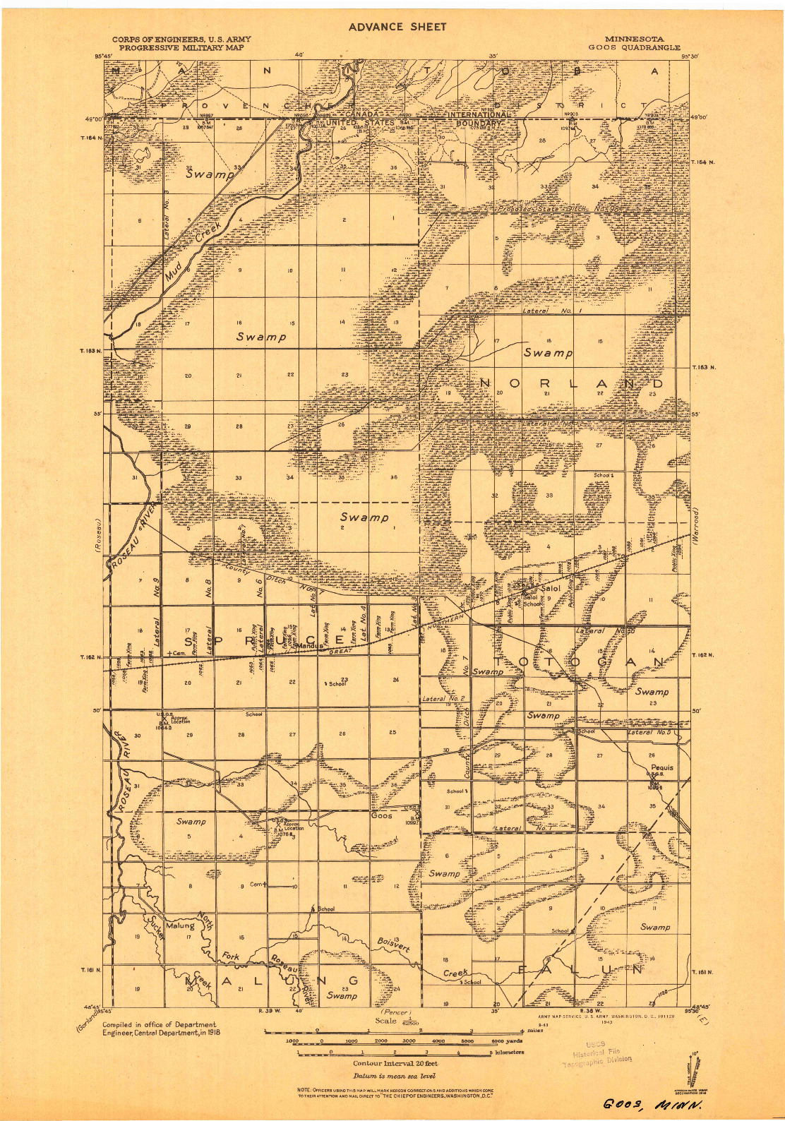 USGS 1:62500-SCALE QUADRANGLE FOR GOOS, MN 1943