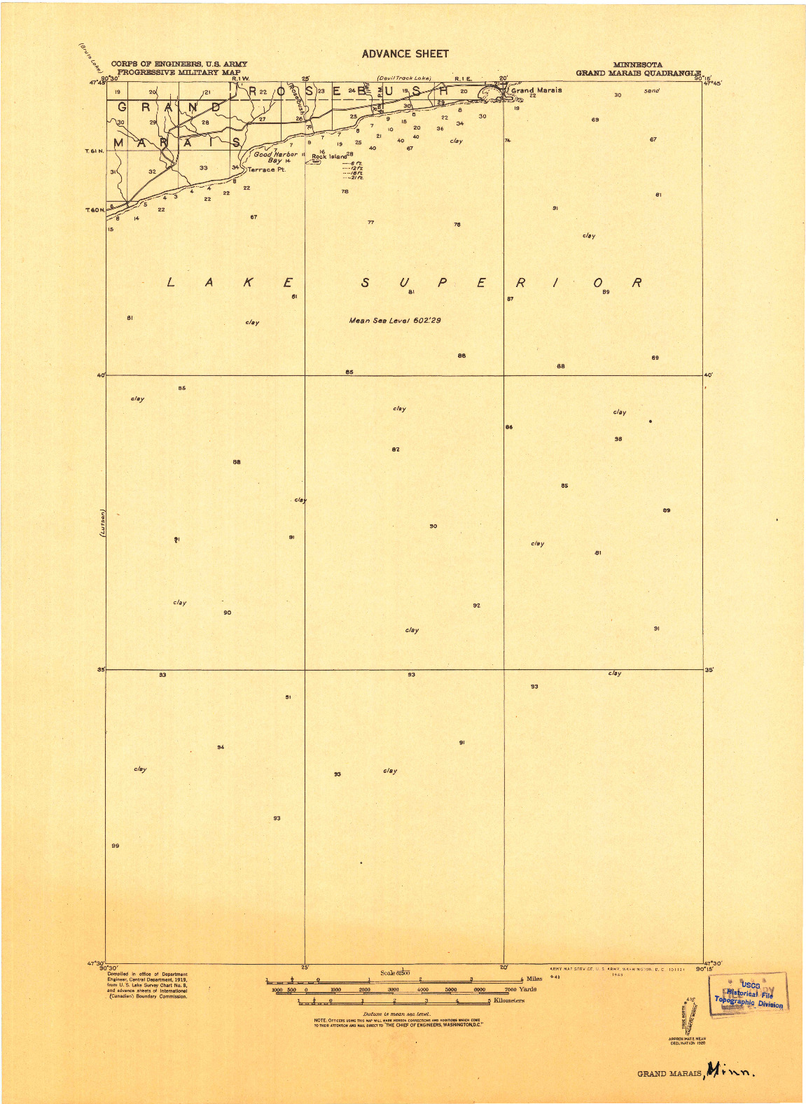 USGS 1:62500-SCALE QUADRANGLE FOR GRAND MARAIS, MN 1919