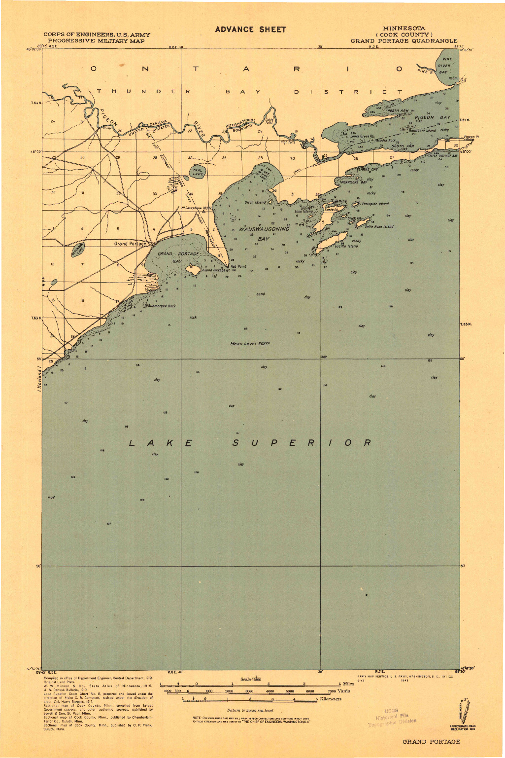 USGS 1:62500-SCALE QUADRANGLE FOR GRAND PORTAGE, MN 1919