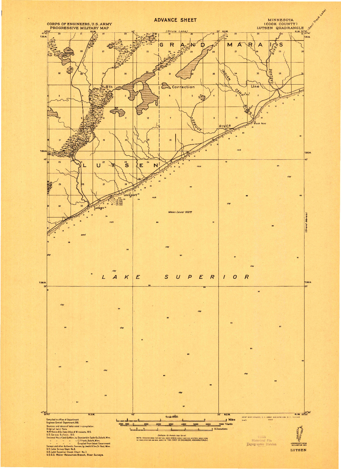 USGS 1:62500-SCALE QUADRANGLE FOR LUTSEN, MN 1919