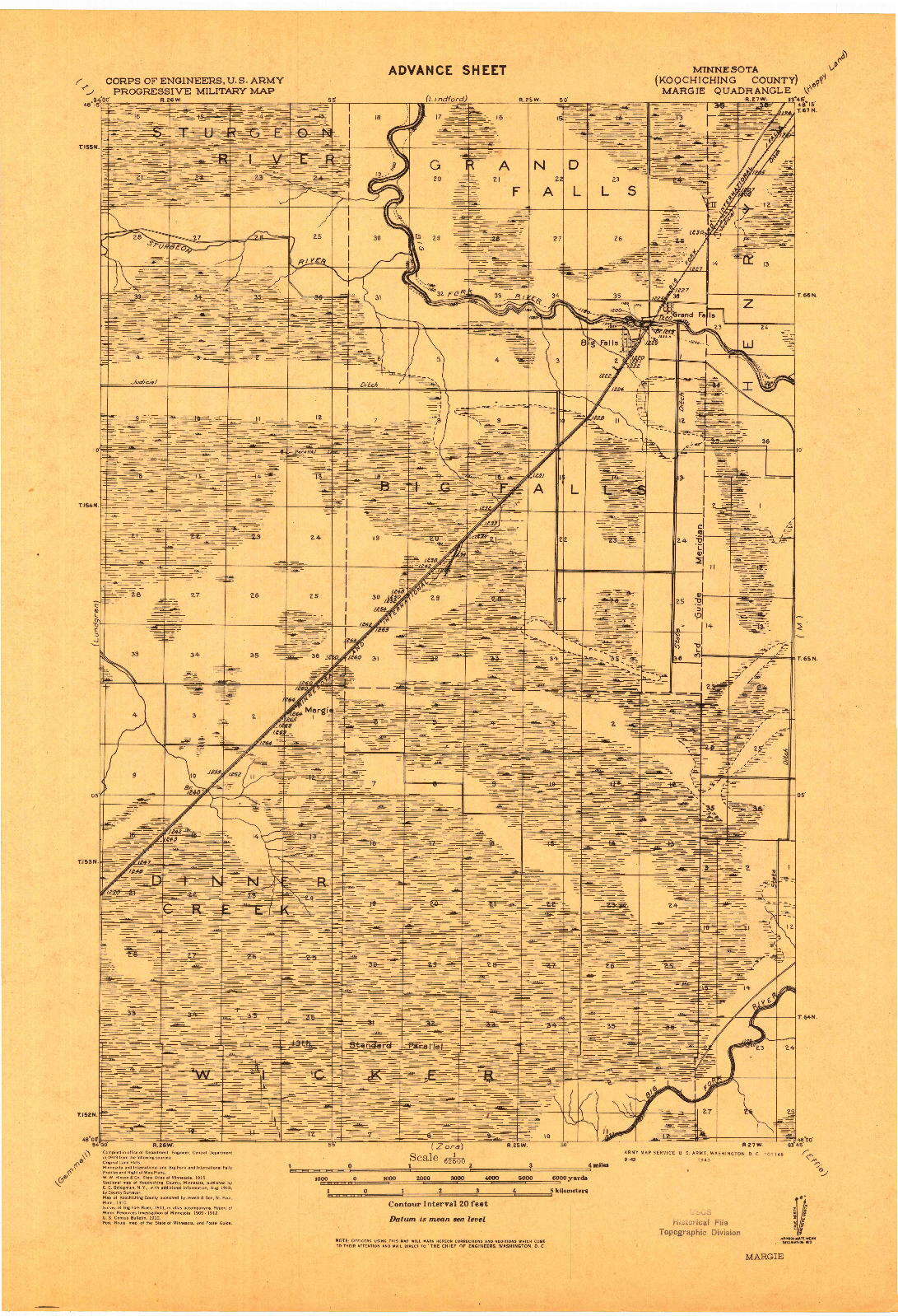 USGS 1:62500-SCALE QUADRANGLE FOR MARGIE, MN 1919