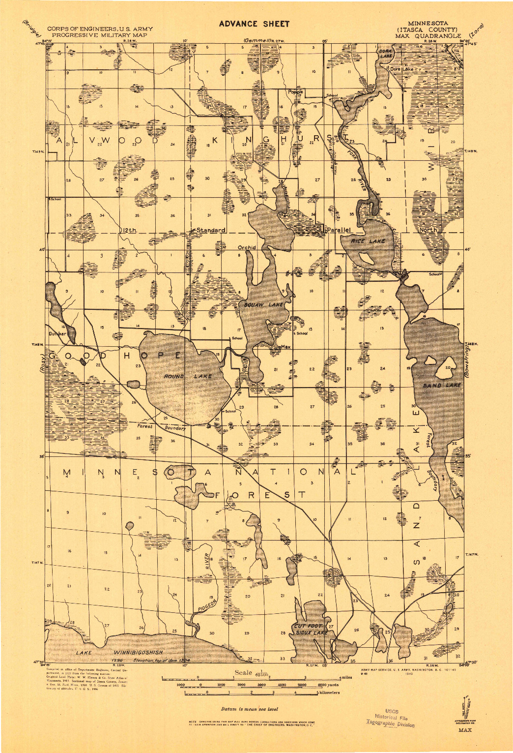 USGS 1:62500-SCALE QUADRANGLE FOR MAX, MN 1919