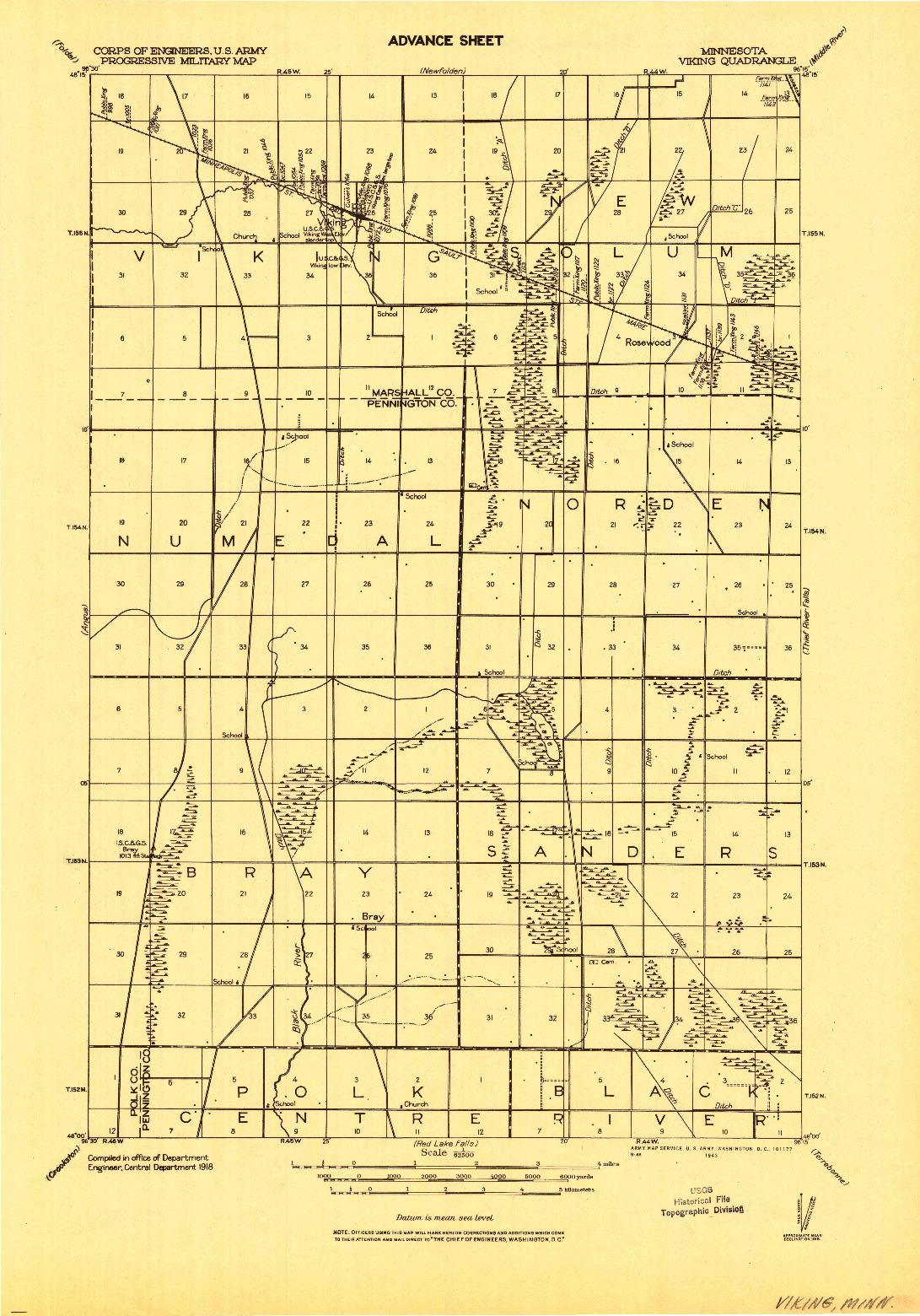 USGS 1:62500-SCALE QUADRANGLE FOR VIKING, MN 1918